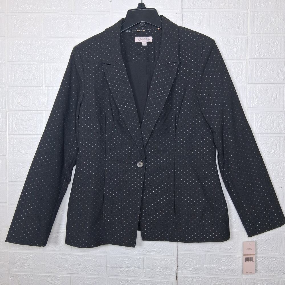 Nanette Lepore Black Silver Metallic Dot Blazer Size 12 NWT $128